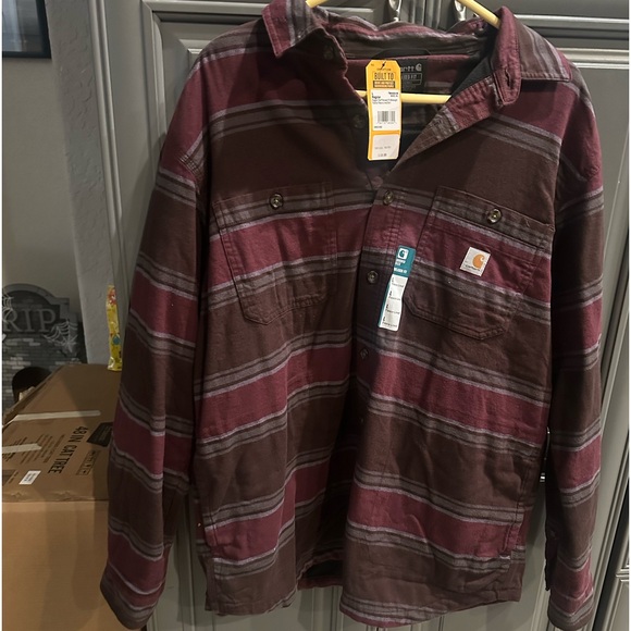 NWT Large Carhartt men’s rugged flex RELAXED fit button down shirt - Picture 1 of 7